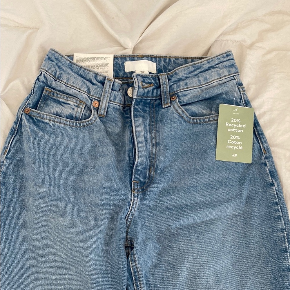 H&M Blue High Rise Jeans with Vintage-Inspired Wash